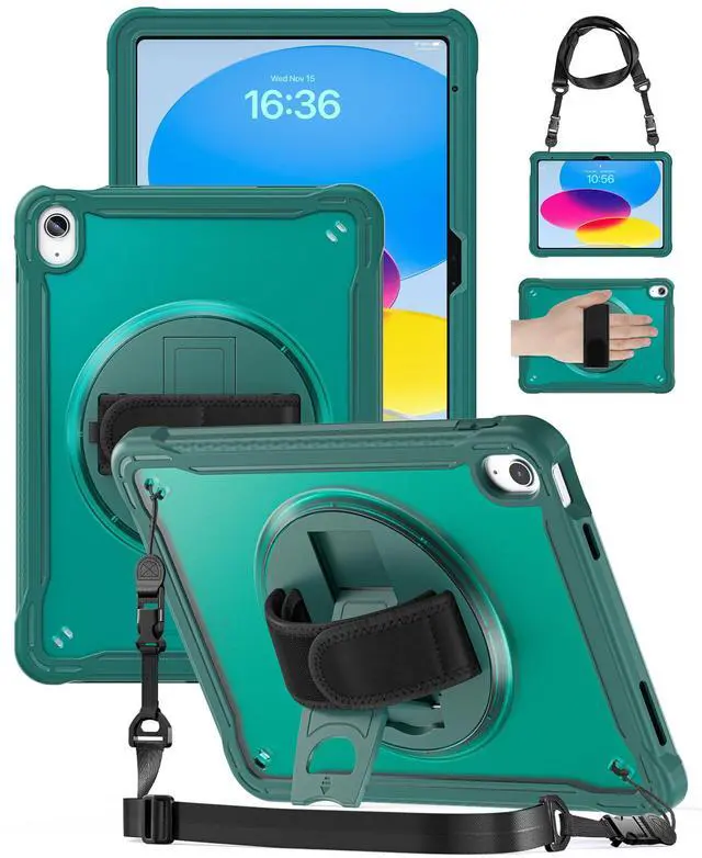 Main image of Case for iPad (A16) 11th/10th Generation 11''/10.9'' 2025/2022 Kids with Pencil Holder 360degRotate Handle Strap/Stand