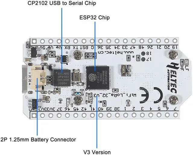 Alt view image 5 of 5 - AITRIP 1 Sets 915MHZ ESP32 Lora V3 WiFi+BLE Development Board SX1262 Type-C Lora Kit 0.96inch OLED Display ESP32-S3 Dual-core with Protective Case Compatible with Arduino NodeMCU