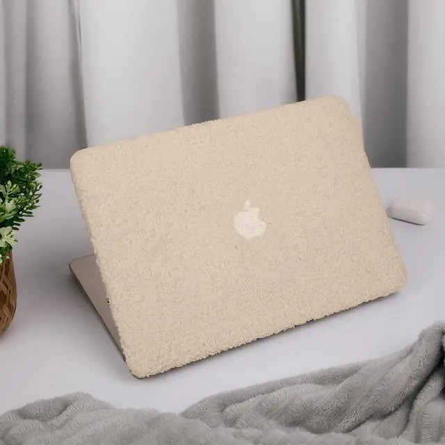 Alt view image 2 of 5 - ADARA STYLE Compatible with New 2022 MacBook Air 13.6 inch Case with Touch ID, Model A2681 M2 Chip, Plush Sherpa Fluffy Hard Shell Case, Ivory