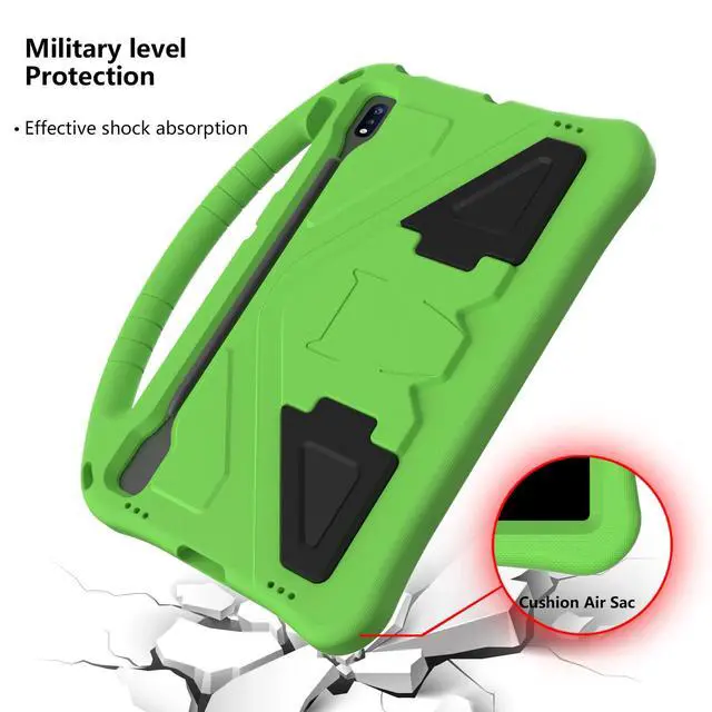 Alt view image 3 of 5 - Kids Case for Samsung Galaxy Tab S10+ Plus/S9 FE+ Plus/S9+/S8+/S7+/S7 FE 12.4", Handle Kickstand Shockproof Lightweight Case Cover with Shoulder Strap Kids Friendly for Girls Boys,Green