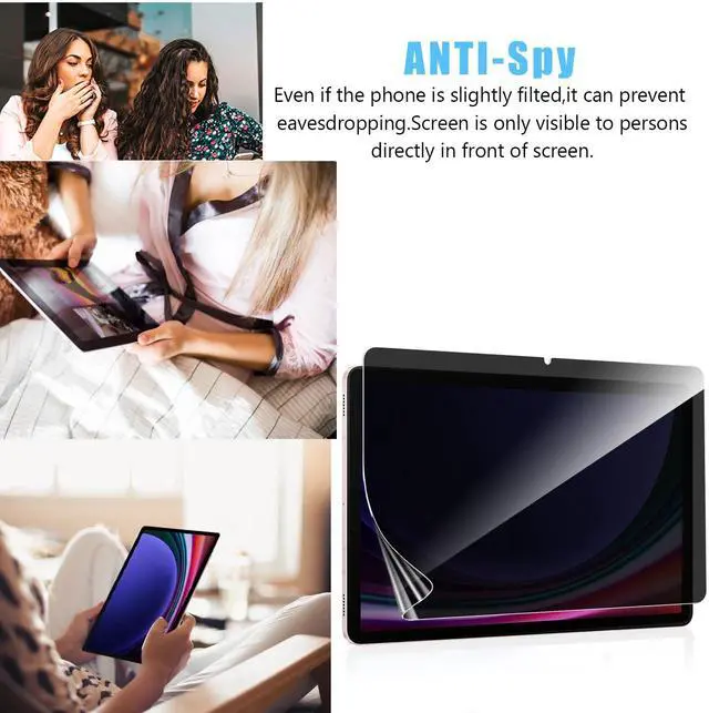 Alt view image 5 of 5 - Anbzsign [2 Pack for Samsung Galaxy Tab S10 Plus/Tab S9 Plus/Tab S9 FE+ (2023) / Tab S8 Plus / S7 Plus/ S7 FE 5G Privacy Screen Protector, Anti-Spy 9H Hardness Flexble Screen Protector.