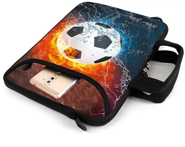 Alt view image 2 of 5 - AMARY 15.4" 15.6" laptop sleeve adjustable shoulder strap with handle accessory pocket for men women (Soccer)