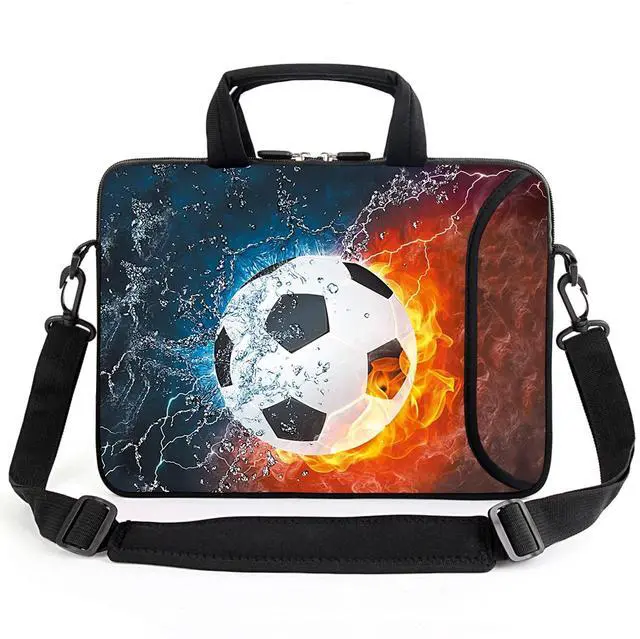 Main image of AMARY 15.4" 15.6" laptop sleeve adjustable shoulder strap with handle accessory pocket for men women (Soccer)