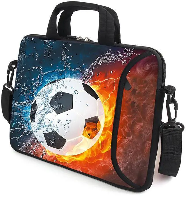 Alt view image 4 of 5 - AMARY 15.4" 15.6" laptop sleeve adjustable shoulder strap with handle accessory pocket for men women (Soccer)