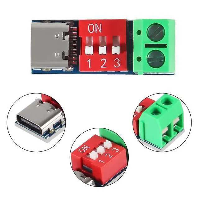 Alt view image 3 of 5 - AITRIP 10PCS USB-C PD Trigger Board Module PD/QC Decoy Board Fast Charge USB Type-c to 5V9V12V20V High Speed Charger Power Delivery Boost Module with Screw Terminal