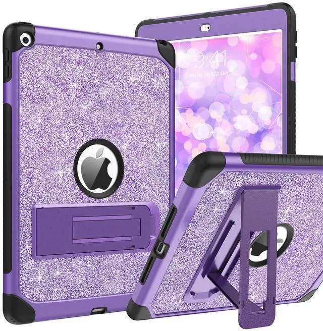 Main image of BENTOBEN for iPad 9th Generation Case with Kickstand, iPad 8th / 7th Generation Case Glitter Sparkly 3 Layers Shockproof Full Body Protective Girls Tablet Cover for iPad 10.2" 2021/2020/2019,Purple