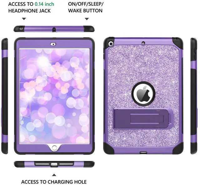 Alt view image 5 of 5 - BENTOBEN for iPad 9th Generation Case with Kickstand, iPad 8th / 7th Generation Case Glitter Sparkly 3 Layers Shockproof Full Body Protective Girls Tablet Cover for iPad 10.2" 2021/2020/2019,Purple
