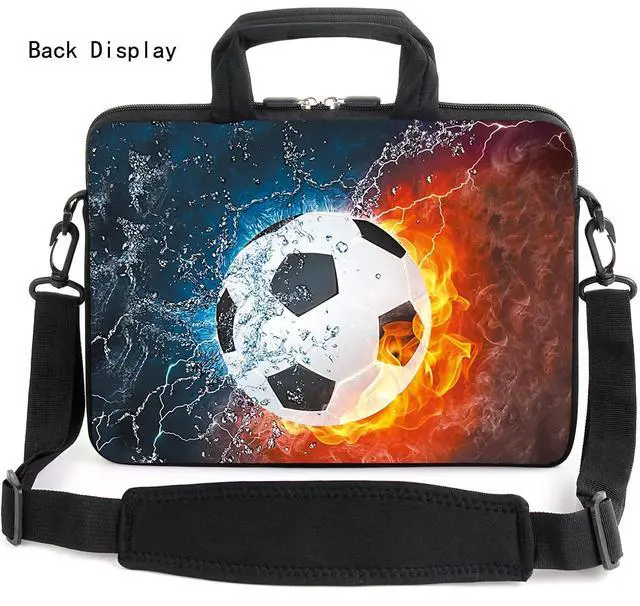 Alt view image 5 of 5 - AMARY 15.4" 15.6" laptop sleeve adjustable shoulder strap with handle accessory pocket for men women (Soccer)