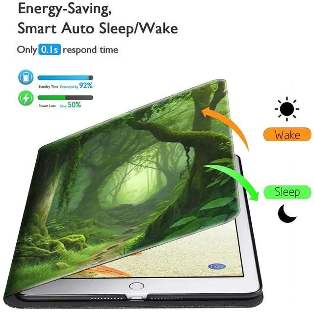 Alt view image 3 of 5 - BFSEROBJ Case for Kindle Fire HD 10 Tablet 10.1" 7th/9th Generation 2017/2019 Release Lightweight Smart Case PU Leather Adjustable Stand Protective Cover with Auto Wake/Sleep - Forest Green