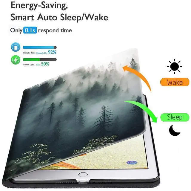 Alt view image 3 of 5 - BFSEROBJ Case for Kindle Fire HD 8 & Fire HD 8 Plus Tablet 10th/12th/14th Generation 2020/2022/2024 Lightweight Smart Case Adjustable Stand Protective Cover with Auto Wake/Sleep - Forests