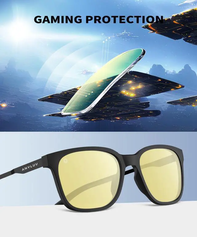 Alt view image 4 of 5 - ANYLUV Blue Light Glasses for Men, Computer Gaming Glasses men, Stylish Anti Eyestrain Blue Light Blocking Glasses Men