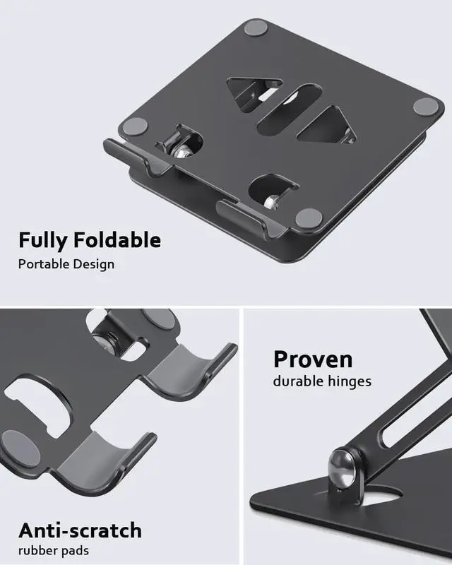 Alt view image 3 of 5 - Aoviho Tablet Stand Holder for Desk, Adjustable Desktop Tablet Holder, Foldable Aluminum Tablet Mount for iPad pro 12.9, iPad Air Mini, Samsung Galaxy Tabs Z Fold Kindle Fire 4-12 inch, Black