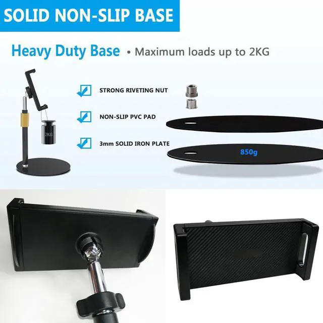 Alt view image 3 of 5 - Bimo Tablet Stand Holder for ipad,Portable Monitor Stand Holder for 15.6'',17.3'',Adjustable Height and Heavy Base,Compatible with 4.7''-17.3'' Tablet,Smartphpne,Display