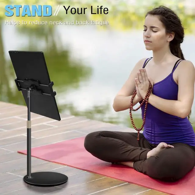 Alt view image 5 of 5 - Bimo Tablet Stand Holder for ipad,Portable Monitor Stand Holder for 15.6'',17.3'',Adjustable Height and Heavy Base,Compatible with 4.7''-17.3'' Tablet,Smartphpne,Display