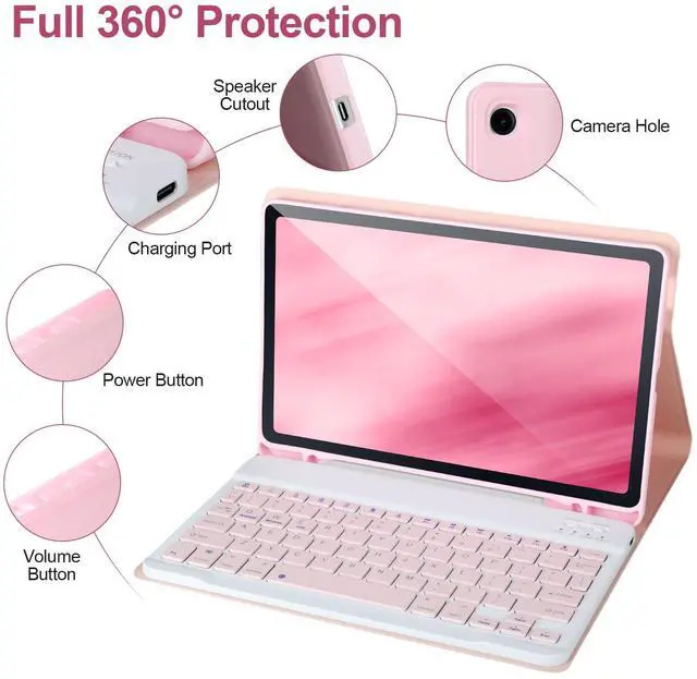 Alt view image 4 of 5 - Keyboard Case for Samsung Galaxy S6 Lite 10.4" 2022/2020,Case with Keyboard for Samsung S6 lite with S Pen Holder,Detachable Wireless Bluetooth Keyboard for Galaxy S6 Lite 10.4" Auto Wake/Sleep,Pink