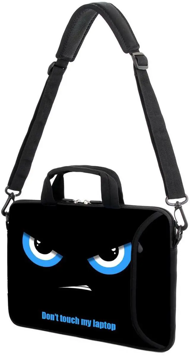 Alt view image 3 of 5 - ARIYIDA 17" Shoulder Bag Adjustable shoulder strap Laptop sleeve Carrying case with mouse and power adapter storage bag (Blue Eyes-1)