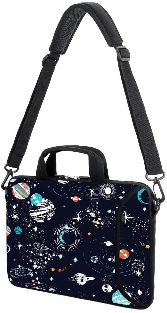 Alt view image 4 of 5 - AMARY 15.4" 15.6" laptop sleeve adjustable shoulder strap with handle accessory pocket for men women (Galaxy-1)