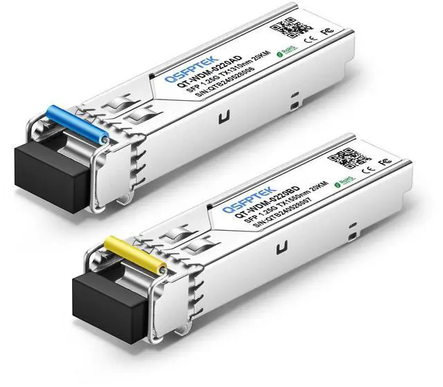 Main image of 1.25G SFP Module, 1000Base-BIDI WDM Transceiver, 20KM Simplex LC DDM Tx1310/Rx1550nm Optical Fiber Transceiver for Cisco GLC-BX-20U, Cisco GLC-BX-20D, Ubiquiti, Mikrotik, D-Link, Supermicro, Netgear