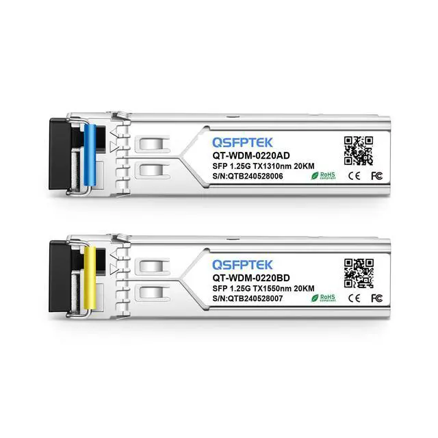 Alt view image 2 of 4 - 1.25G SFP Module, 1000Base-BIDI WDM Transceiver, 20KM Simplex LC DDM Tx1310/Rx1550nm Optical Fiber Transceiver for Cisco GLC-BX-20U, Cisco GLC-BX-20D, Ubiquiti, Mikrotik, D-Link, Supermicro, Netgear