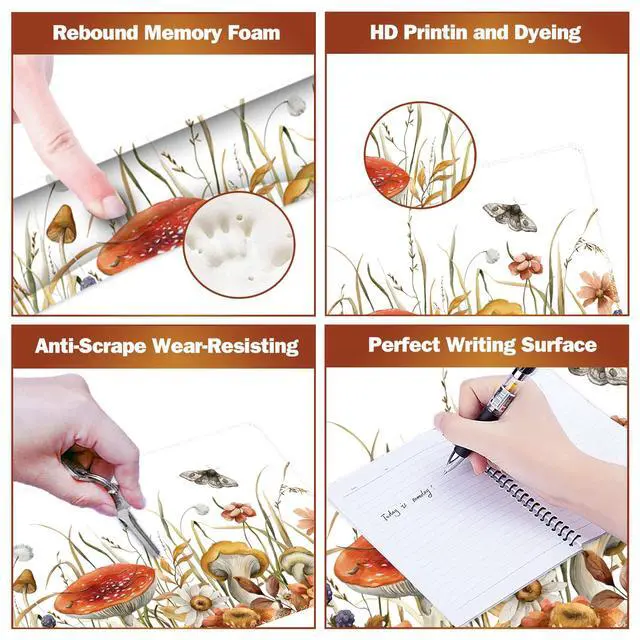 Alt view image 4 of 5 - ARTSO Large Gaming Mouse Pad, Keyboard Wrist Rest Pad & Wrist Support Mousepad Set, Stitched Edge, Extended, Non-Slip Base, Memory Foam Desk Mat for Office, Home, Mushroom Plants