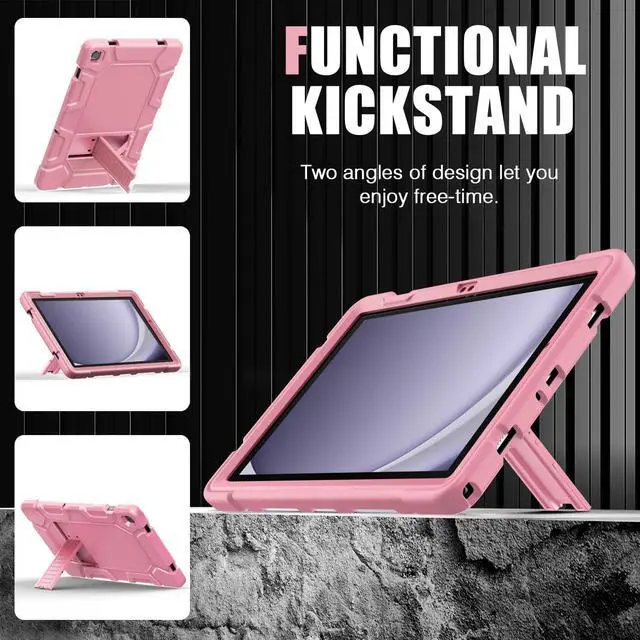 Alt view image 3 of 5 - Azzsy Case for Samsung Galaxy Tab A9+/A9 Plus 11 2024 Model (SM-X210/X216/X218), Heavy Duty Shockproof Rugged High Impact Protective Case, Rose Gold