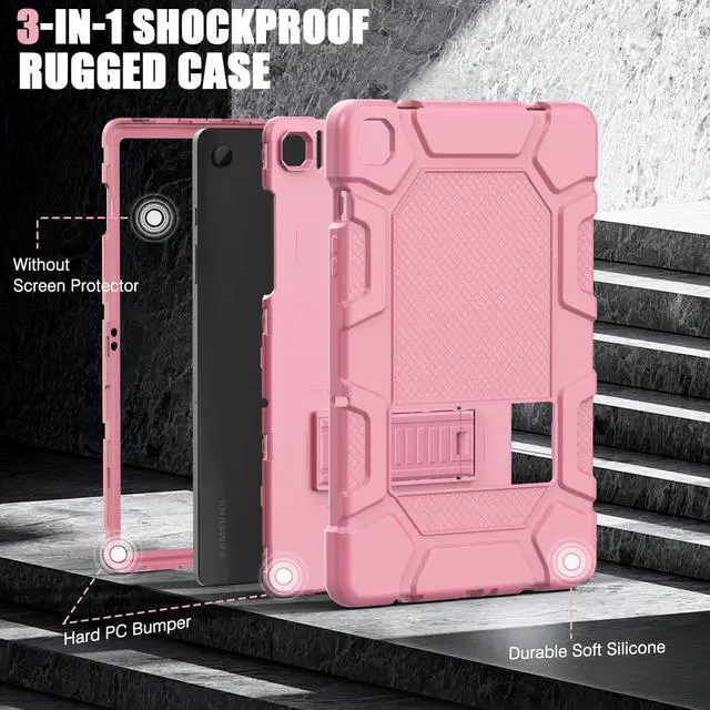 Alt view image 5 of 5 - Azzsy Case for Samsung Galaxy Tab A9+/A9 Plus 11 2024 Model (SM-X210/X216/X218), Heavy Duty Shockproof Rugged High Impact Protective Case, Rose Gold