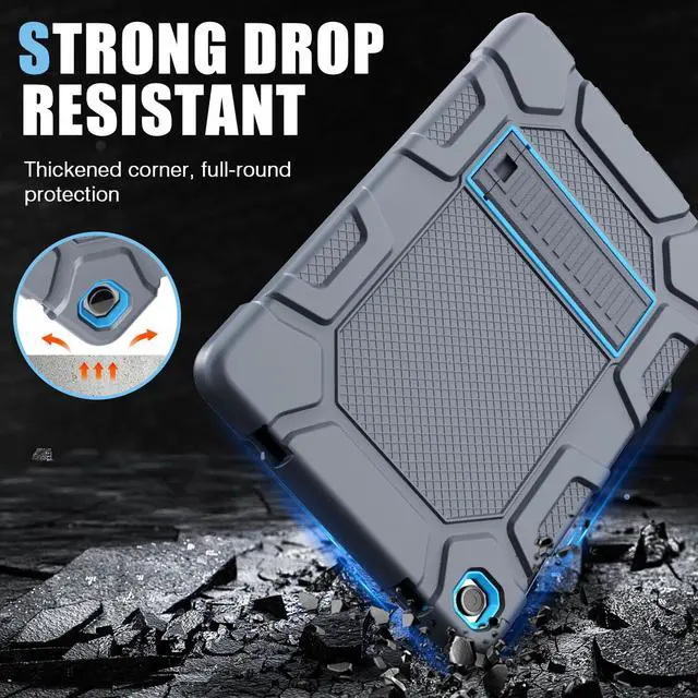 Alt view image 4 of 5 - Azzsy Case for Samsung Galaxy Tab A9+/A9 Plus 11 2024 Model (SM-X210/X216/X218), Heavy Duty Shockproof Rugged High Impact Protective Case, Grey