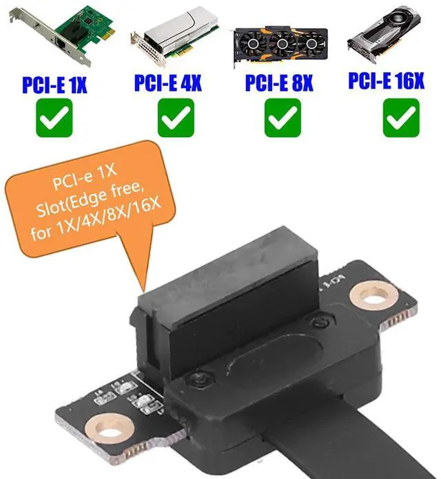 Alt view image 2 of 5 - PCI Express Adapter Cable, PCIe to 36Pin 1X Extender with Gold-Plated Header & LED Indicator, 8Gbps Extension Cable, Dual 90deg & 15cm