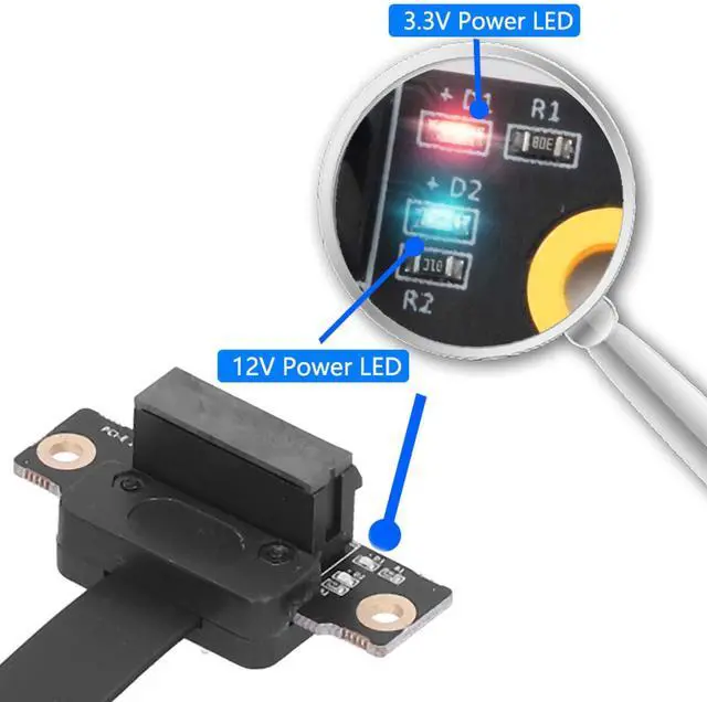 Alt view image 4 of 5 - PCI Express Adapter Cable, PCIe to 36Pin 1X Extender with Gold-Plated Header & LED Indicator, 8Gbps Extension Cable, Dual 90deg & 15cm