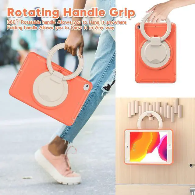 Alt view image 4 of 5 - BATYUE Case for iPad mini 5/4 (2019/2015), Heavy Duty Rugged Protective Case with 360 Rotation Stand/Handle Grip, iPad mini 5th Gen 2019 Case for Kids (Orange)