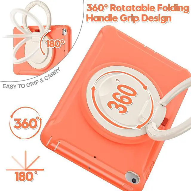 Alt view image 2 of 5 - BATYUE Case for iPad mini 5/4 (2019/2015), Heavy Duty Rugged Protective Case with 360 Rotation Stand/Handle Grip, iPad mini 5th Gen 2019 Case for Kids (Orange)