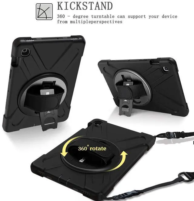 Alt view image 4 of 5 - BRAECN for Galaxy Tab S5e Case, Heavy Duty Shockproof Case with Rotating Kickstand/Hand Strap and Carrying Shoulder Strap for Samsung Galaxy Tab S5e 10.5 Inch 2019 Tablet SM-T720/SM-T725(Black)