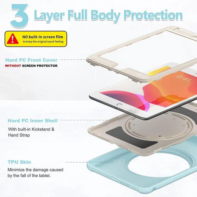 Alt view image 5 of 5 - BATYUE iPad mini 5 Case & iPad mini 4 Case;for iPad mini 5 (2019) & iPad mini 4 (2015);Protective Rugged Case with Pencil Holder, 360° Swivel Stand;for Kids, Boys, Girls - FrozenBlue