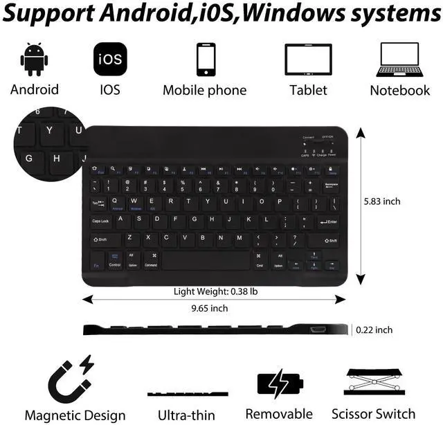 Alt view image 4 of 5 - Keyboard Case for iPad 10.2" 9th 8th 7th Generation, Built-in Pencil Holder - Detachable Bluetooth Keyboard with Pencil Holder for iPad Pro 10.5" / iPad Air 3rd Gen-Black
