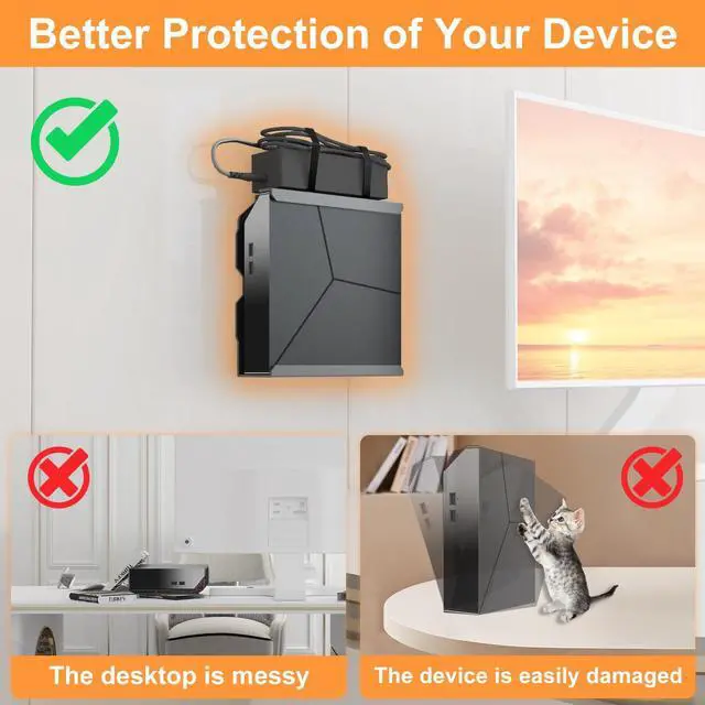 Alt view image 4 of 5 - Mount for Alienware Alpha R2 VESA Wall and Under Desk Mount for Alienware Alpha R2 Mini PC Mounting Bracket for Alienware Alpha R2 Gaming PC Metal Mini PC Mount for Alienware Alpha with Screws