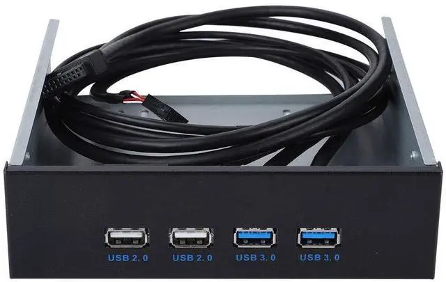 Main image of ASHATA 5.25" Front Panel,4 USB Port Optical Drive Front Panel,Multifunction 5.25 Inch 19 Pin/9Pin to USB 3.0 USB 2.0 4 Port Metal Optical Drive Bay for 7 32