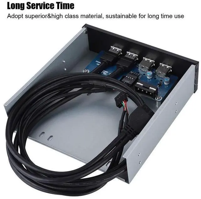Alt view image 2 of 5 - ASHATA 5.25" Front Panel,4 USB Port Optical Drive Front Panel,Multifunction 5.25 Inch 19 Pin/9Pin to USB 3.0 USB 2.0 4 Port Metal Optical Drive Bay for 7 32