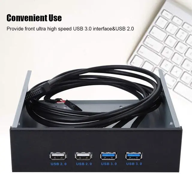 Alt view image 5 of 5 - ASHATA 5.25" Front Panel,4 USB Port Optical Drive Front Panel,Multifunction 5.25 Inch 19 Pin/9Pin to USB 3.0 USB 2.0 4 Port Metal Optical Drive Bay for 7 32