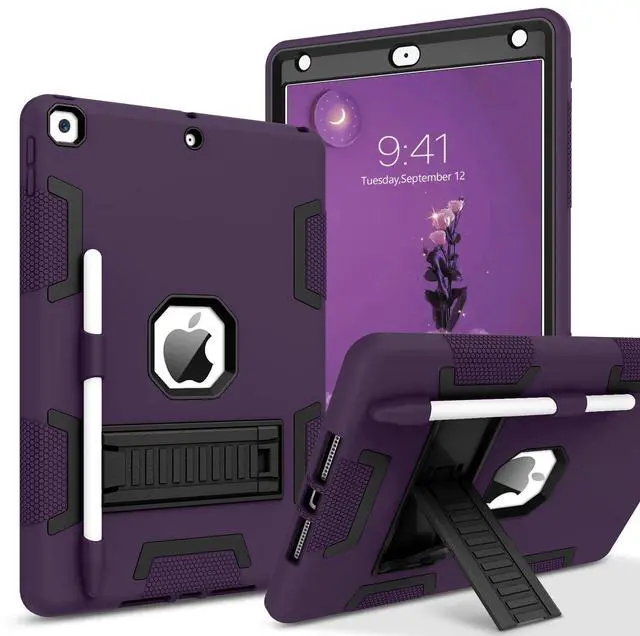 Main image of BENTOBEN for iPad 9th Generation Case, iPad 8th Generation Case, iPad 7th Gen Case, iPad 10.2 2021/2020/2019 Case, 3 in 1 Heavy Duty Rugged Protective Cover with Stand Pen Holder, Deep Purple