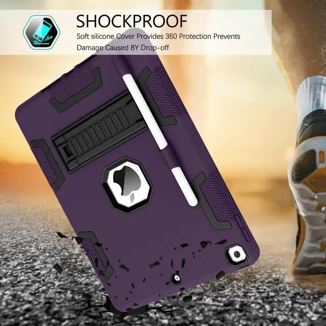 Alt view image 4 of 5 - BENTOBEN for iPad 9th Generation Case, iPad 8th Generation Case, iPad 7th Gen Case, iPad 10.2 2021/2020/2019 Case, 3 in 1 Heavy Duty Rugged Protective Cover with Stand Pen Holder, Deep Purple