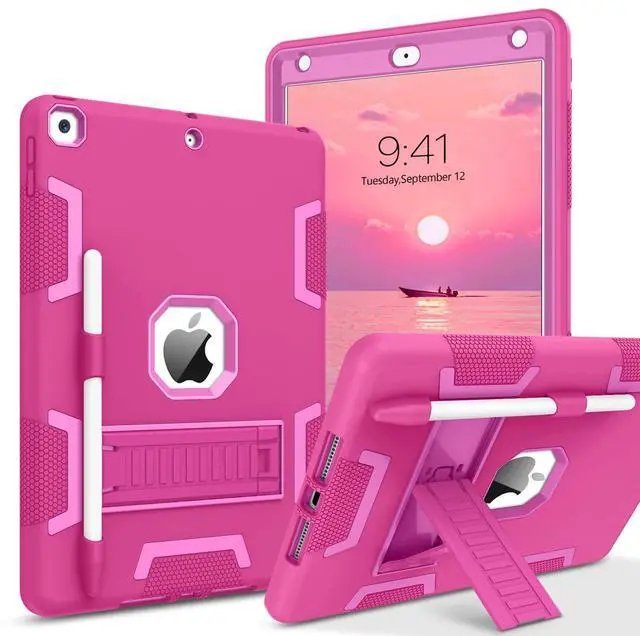 Main image of BENTOBEN for iPad 9th/8th/7th Gen Case - 10.2-inch 2021/2020/2019 Rugged Shockproof Protective Cover with Stand, Pen Holder, Hot Pink