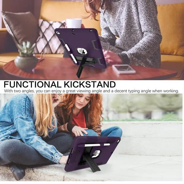 Alt view image 5 of 5 - BENTOBEN for iPad 9th Generation Case, iPad 8th Generation Case, iPad 7th Gen Case, iPad 10.2 2021/2020/2019 Case, 3 in 1 Heavy Duty Rugged Protective Cover with Stand Pen Holder, Deep Purple