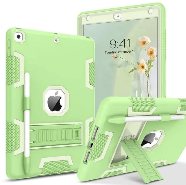 Main image of BENTOBEN Case for iPad 9th/8th/7th Generation, 3 in 1 Heavy Duty Rugged Shockproof Protective Cover with Stand, Pen Holder, Matcha