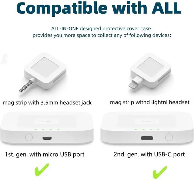 Alt view image 3 of 5 - Case Compatible with Square Reader 2nd Generation, 1st Generation, Case Compatible with Square Contactless Chip Card Reader with 3.5mm Headset Jack or Lightn Connector (Two Colors