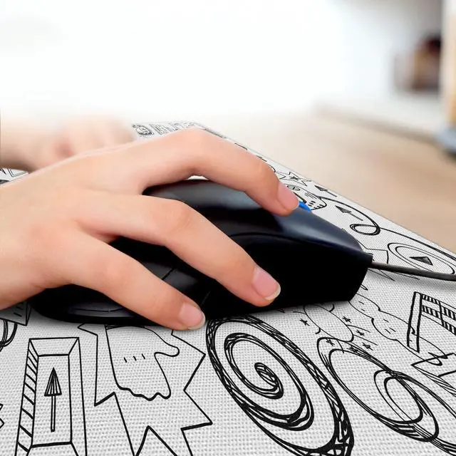 Alt view image 3 of 5 - Ambesonne Video Games Computer Mouse Pad, Monochrome Sketch Style Gaming Design Racing Monitor Device Gadget Teen 90's, Rectangle Non-Slip Rubber Mousepad Large, 31" x 12" Gaming Size, Dimgray White