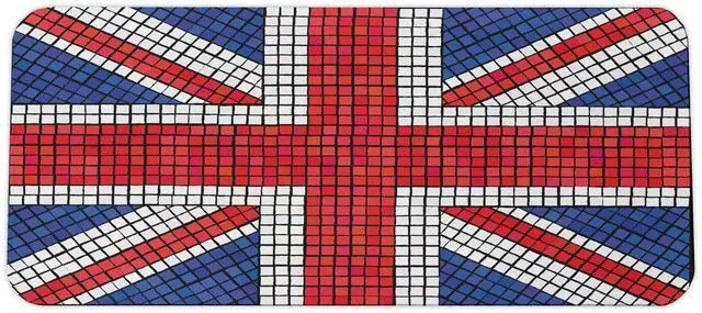 Main image of Ambesonne Union Jack Computer Mouse Pad, Mosaic Tiles Inspired Design British Flag National Identity Culture, Rectangle Non-Slip Rubber Mousepad Large, 31" x 12" Gaming Size, Royal Blue Red White