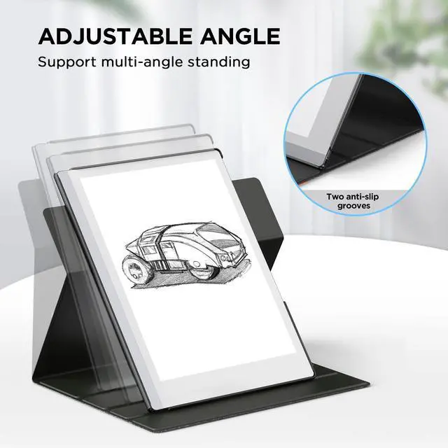 Alt view image 3 of 5 - Ayotu Book Folio Case for Remarkable 2 Paper Tablet 10.3" 2020 Released, Premuin Fabric Smart Cover with 360 Degree Rotatable Stand and Stylus Pocket, Only for Remarkable 2, Gray & Orange