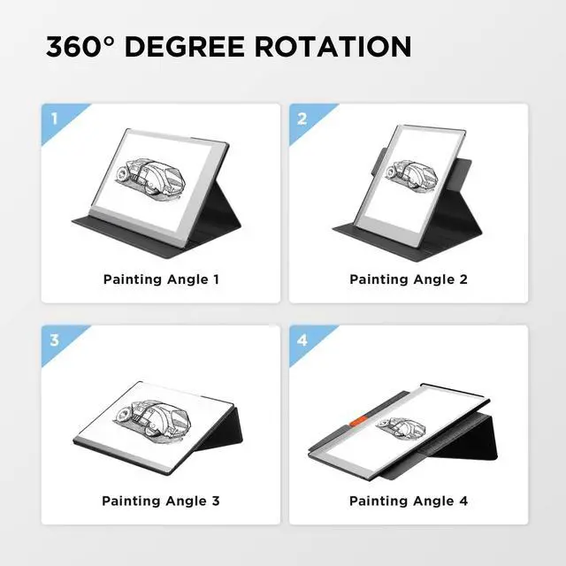 Alt view image 2 of 5 - Ayotu Book Folio Case for Remarkable 2 Paper Tablet 10.3" 2020 Released, Premuin Fabric Smart Cover with 360 Degree Rotatable Stand and Stylus Pocket, Only for Remarkable 2, Gray & Orange