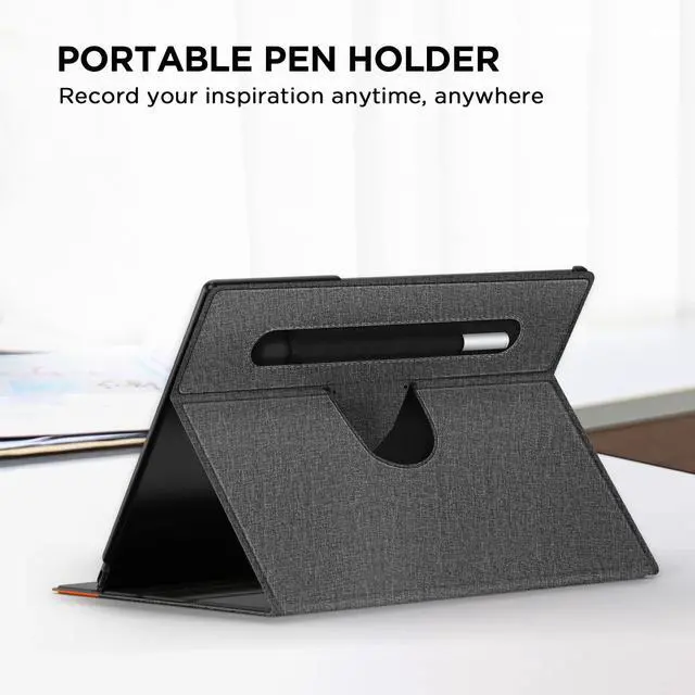 Alt view image 4 of 5 - Ayotu Book Folio Case for Remarkable 2 Paper Tablet 10.3" 2020 Released, Premuin Fabric Smart Cover with 360 Degree Rotatable Stand and Stylus Pocket, Only for Remarkable 2, Gray & Orange