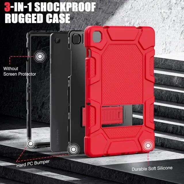 Alt view image 5 of 5 - Azzsy Case for Samsung Galaxy Tab A9+/A9 Plus 11 2024 Model (SM-X210/X216/X218), Heavy Duty Shockproof Rugged High Impact Protective Case, Red